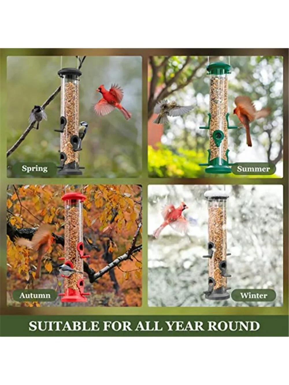 New 2 Pack Tube Bird Feeders for Outdoors Hanging, Premium Hard Plastic